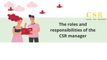 The roles and responsibilities of the CSR manager